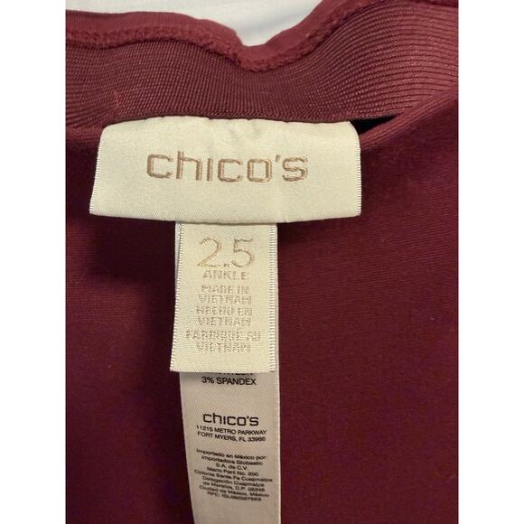 Chicos | Women’s Juliet Ankle Pants So Slimming Burgundy Stretch -Size 2.5 ( 14) - Picture 2 of 6